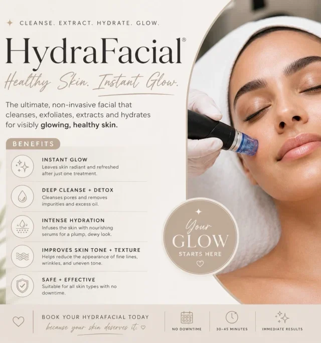 Everyone’s favorite Hydrafacial — a great treatment to gently extract and hydrate.